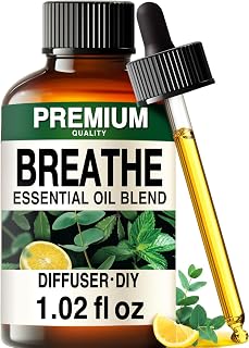 Breathe Essential Oil Blend 1.02 Fl Oz - Eucalyptus, Peppermint, Lemon, Tea Tree & Bay Laurel Oil for Diffuser, Humidifier & Relaxation - Clarifying Aromatherapy for Restless Nights
