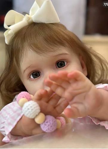 Miniatura 5 de iCradle Muñecas de bebé Reborn de 26 pulgadas, vinilo de silicona suave, muñeca recién nacida, cabello castaño con raíces a mano, juguetes de