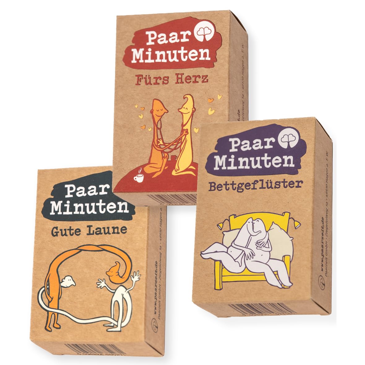 Paarzeit PaarMinuten Dreierpack – Einzigartige Geschenkidee zur Hochzeit, 3 Spiele mit je 53 spielerischen Gesprächsimpulsen für Paare – Gesprächsimpulse für zwischendurch ... Dreierpack