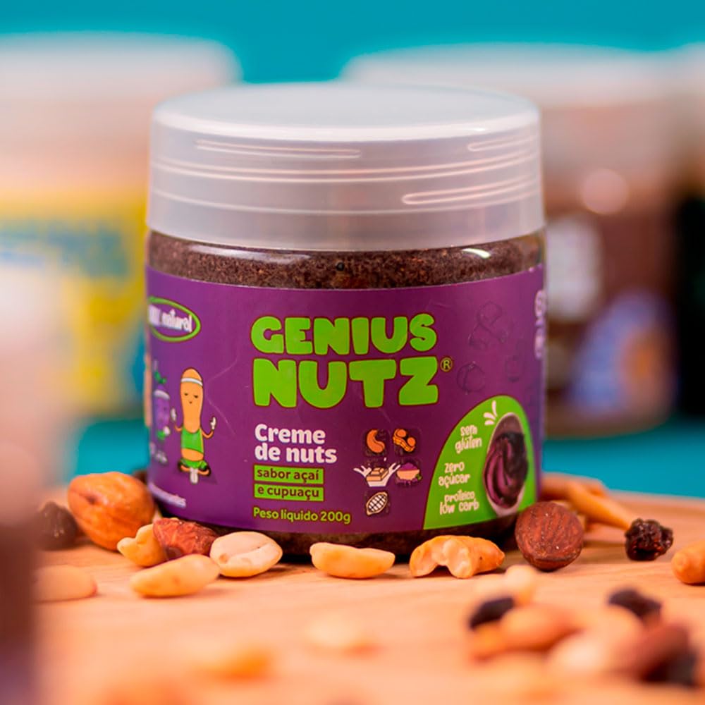 Genius Nutz, Creme de Nuts Sabor Açaí e Cupuaçu, Zero Açúcar, Sem