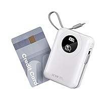 20000 mAh Power Bank con Cavi Integrati: Batteria Esterna a ricarica rapida da 22.5W per telefono cellulare, Pacco Batteria USB C,Caricatore Portatile con 4 uscite e 2 ingressi-Bianco