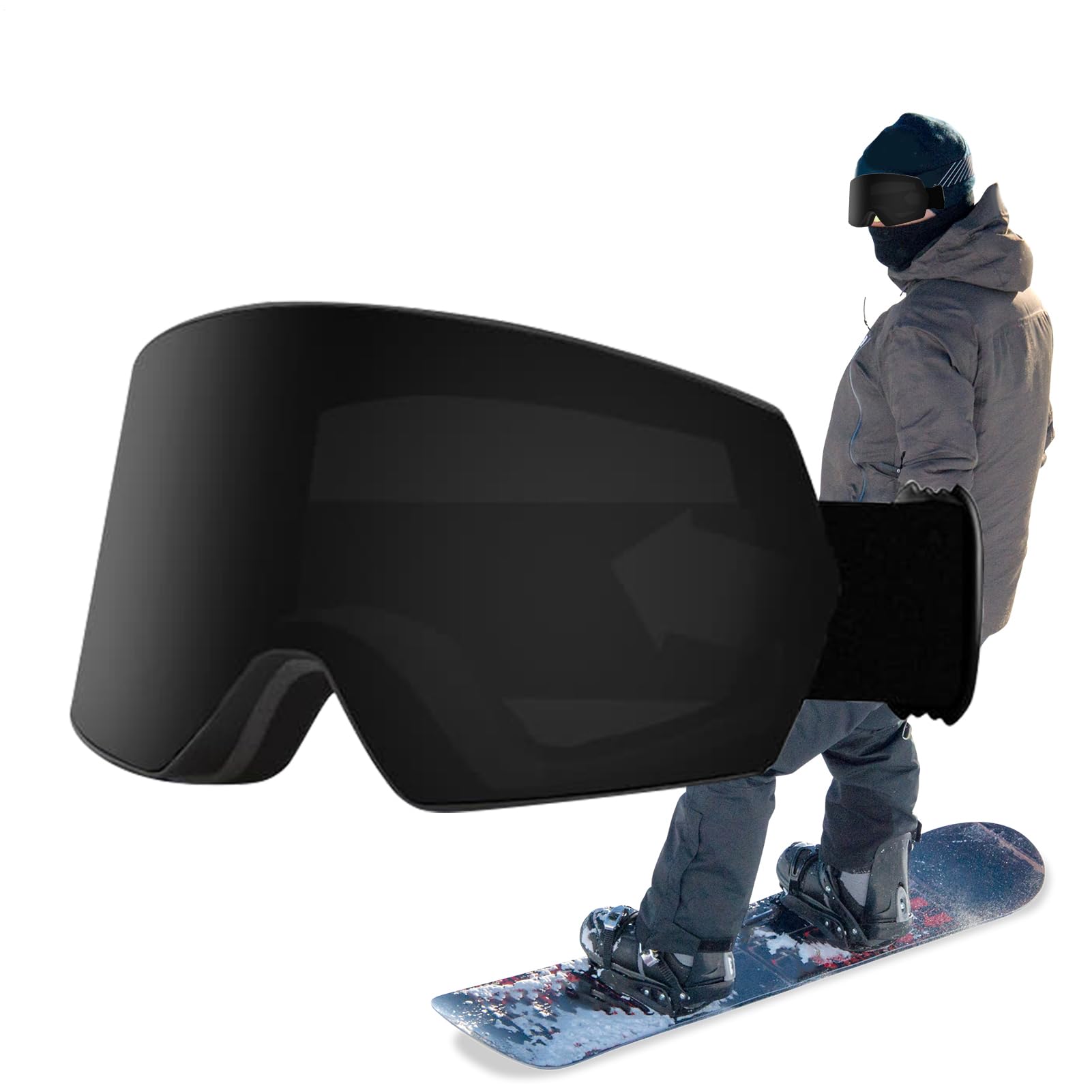 Occhiali da snowboard, occhiali da neve sopra gli occhiali, antivento a doppio strato, anti-appannamento, occhiali da sci per bambini, ragazzi, ragazze, uomini, donne, adulti, giovani