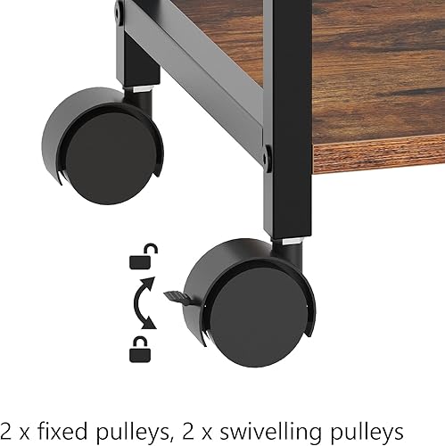 Miniatura 6 de YSVCO Soporte para impresora de 3 niveles con ruedas, carrito de impresora industrial con estante de almacenamiento para oficina en casa, sostiene