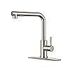 FORIOUS Kitchen Faucets with Pull Down Sprayer, Brushed Nickel Stainless Steel, Single Handle Classic Pull Out Sink Faucet for Farmhouse Bar Laundry RV, with Deck Plate for 1 or 3 Holes