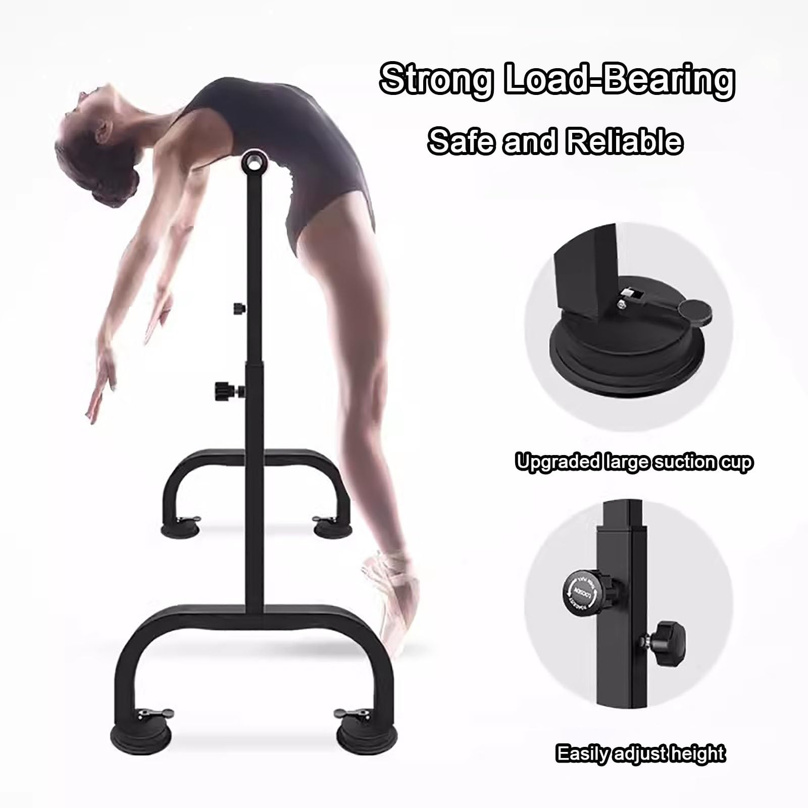 Sbarra Danza, Sbarra Ginnastica Artistica Portatile con Altezza Regolabile di 80-115cm, 4 Potenti Ventose, per Casa, Fitness, Danza Classica