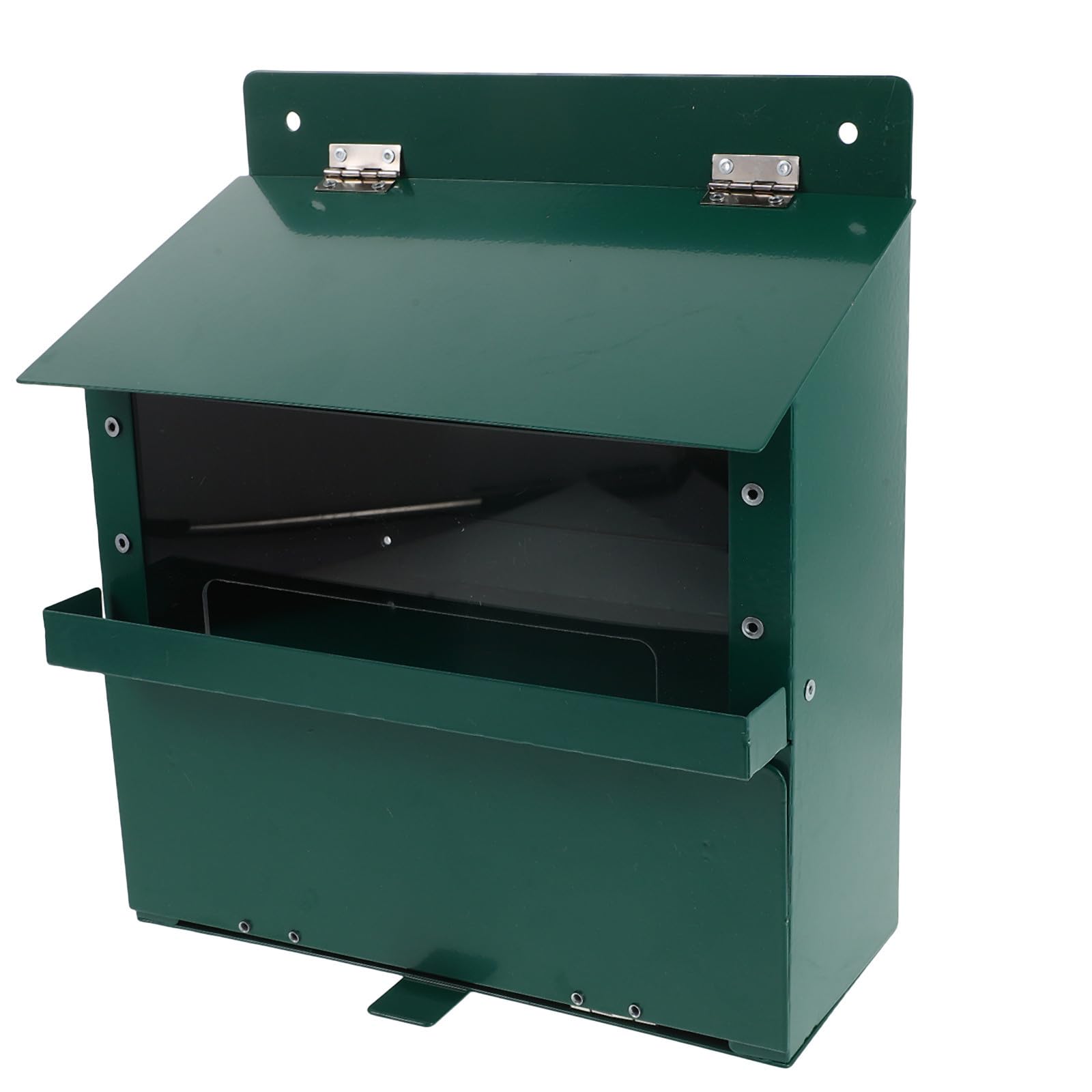 Großer Eichhörnchen Futterautomat aus Metall mit Einfacher Nachfüllung und Plattform Design für Garten und Baum Grün Wetterfest mit Gewichtsbasis und Schutzdach