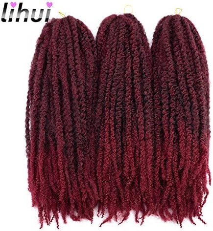 Lihui 3 Packs Marley Braids Hair Afro Twist Braid Hair Afro Kinkys Hair Havana Braids Synthetic Twist Crochet Hair(18",#1B/BUG)