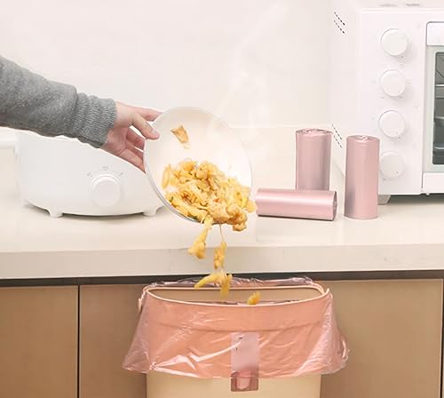 Miniatura 3 de Bolsas de basura de baño de 4 galones, 6 rollos, 120 bolsas de basura pequeñas, bolsas de basura desechables para oficina, baño (oro rosa, 120