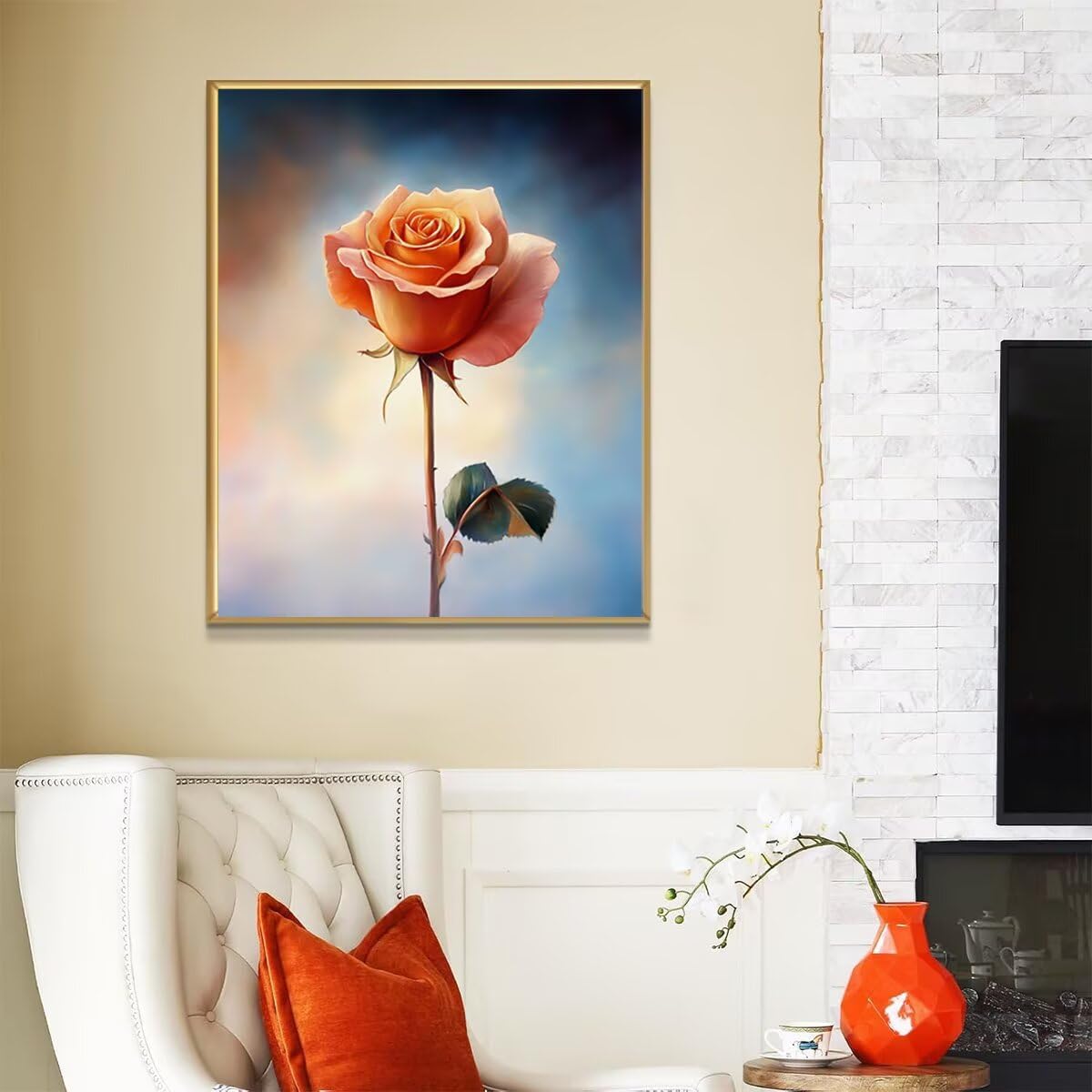 Dipingere con i Numeri Fiore, Paint by Numbers Adulti Pianta, Fai da te Creativi Adulti Quadri da Dipingere Numerati Kit per Decorazione Della Parete di Casa, Regalo 70x95 cm Senza Cornice 46-6