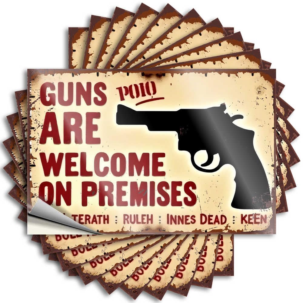 Fzfn Colour Tattoos - Inspirational Wall Welcome Guns On Premises: A Bold Statement For Military Halloween(6X9cm)