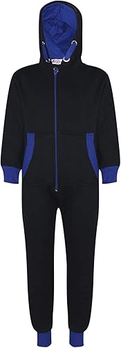 Miniatura 4 de Enterizo A2Z de una pieza con capucha de forro polar de contraste todo en uno, fácil de cuidar, cómodo para niños de 2 a 13 años