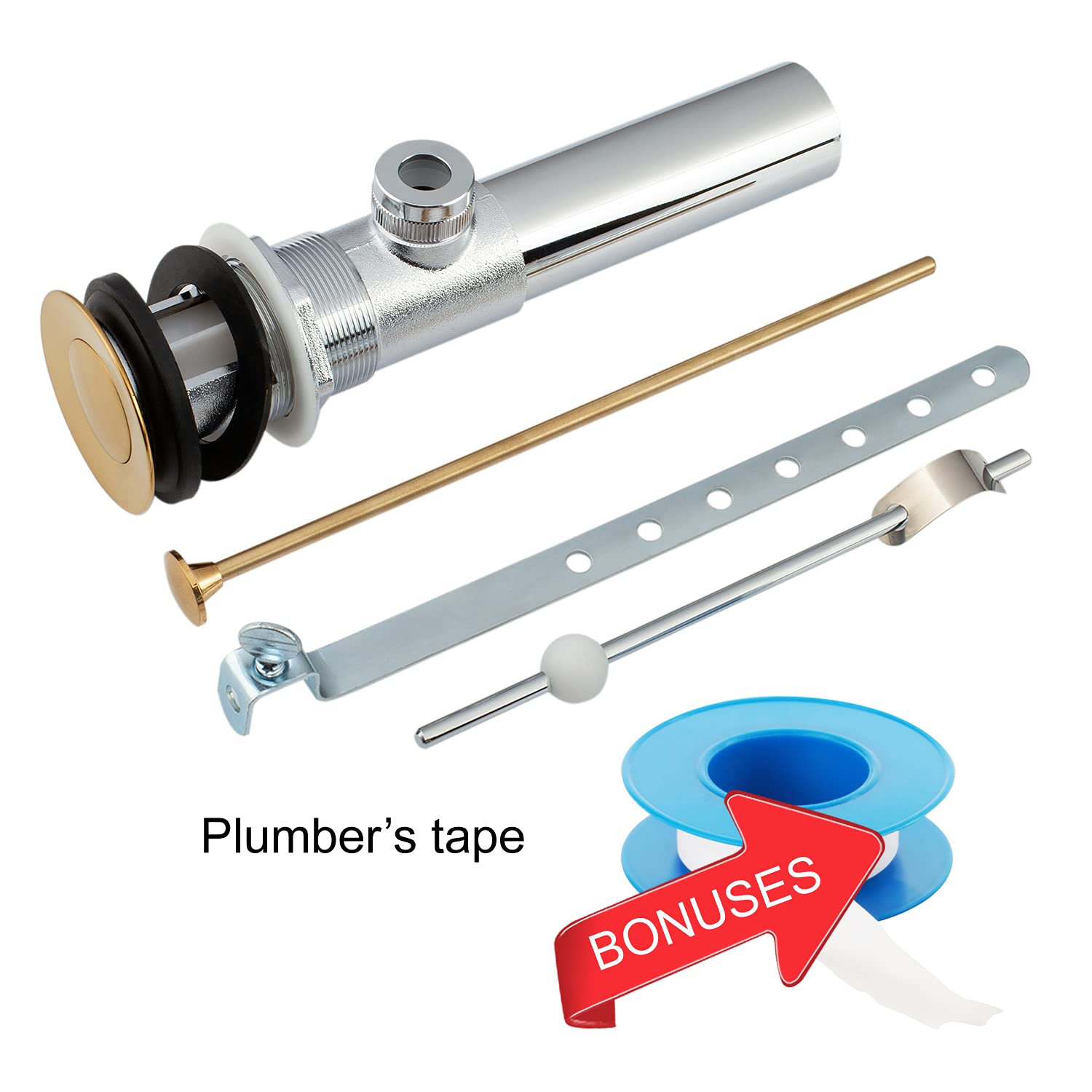 2-Pack Push & Seal Pop-up Drain Stopper With Overflow Assembly - Fits 1-5/8" To 1-3/4" Bathroom Sink Holes