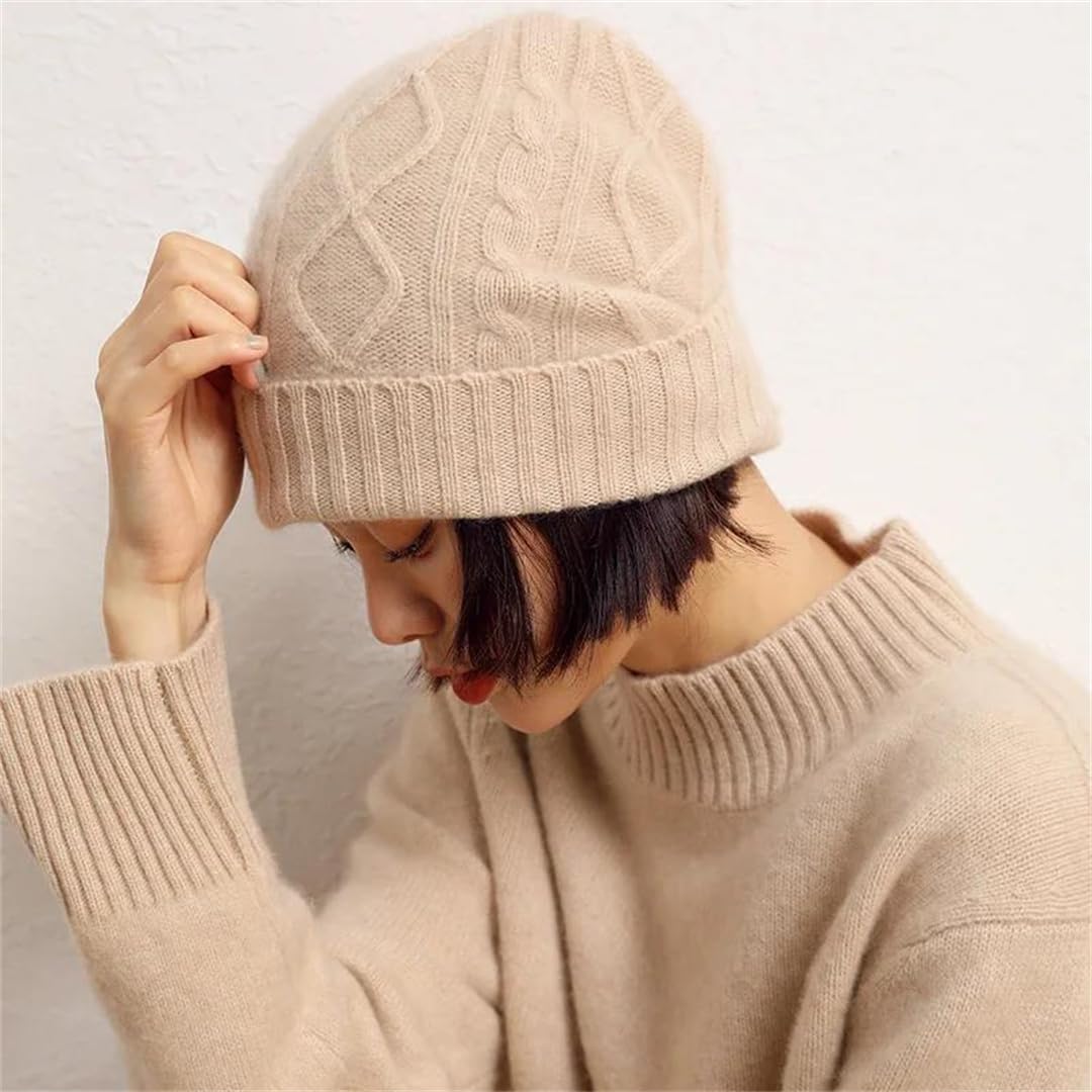 100% Pure Laine Femmes Hiver Chapeau Chaud Doux Tricoté Laine Bonnet Bonnet Hip Hop Losange Skullies Casquette Pour Dame