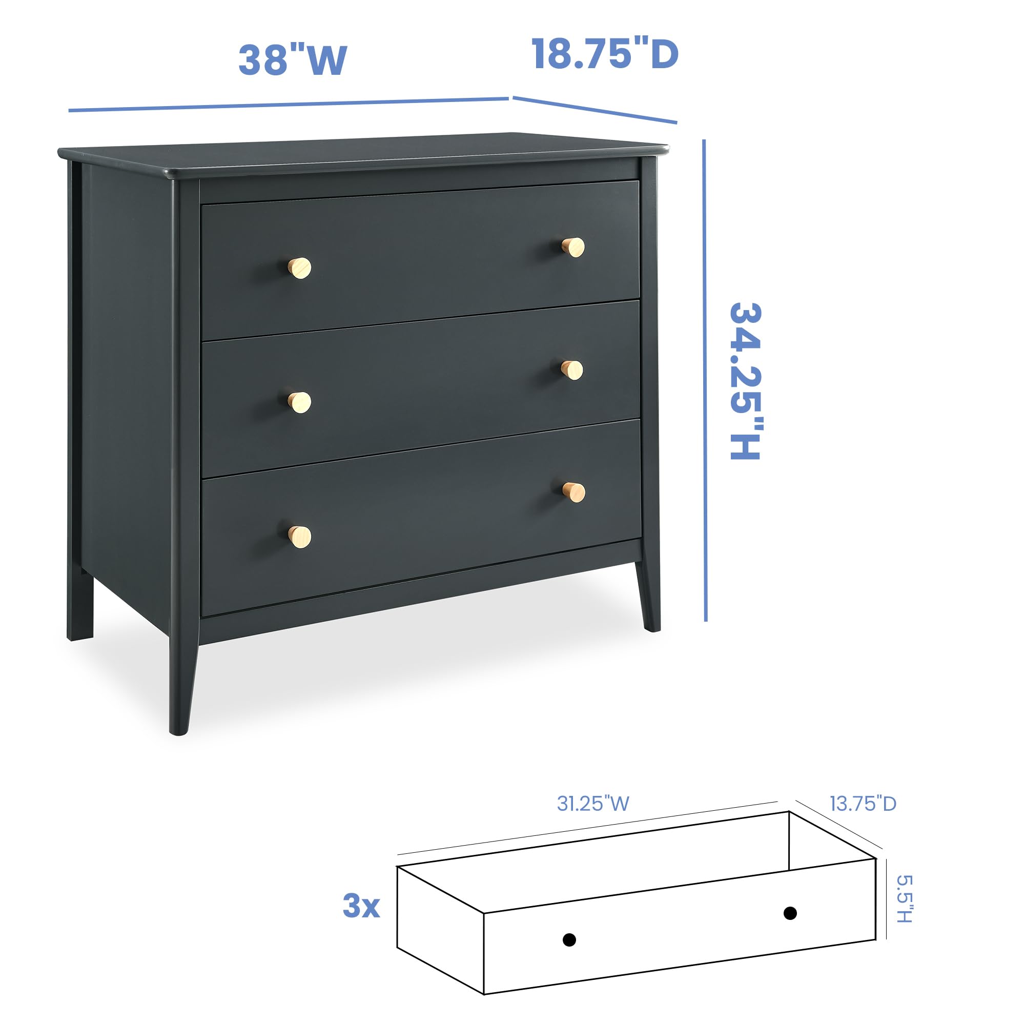 delta charcoal grey dresser Amazon.com : Delta Children Callum 3 Drawer Dresser, Charcoal Grey/Natural  : Baby