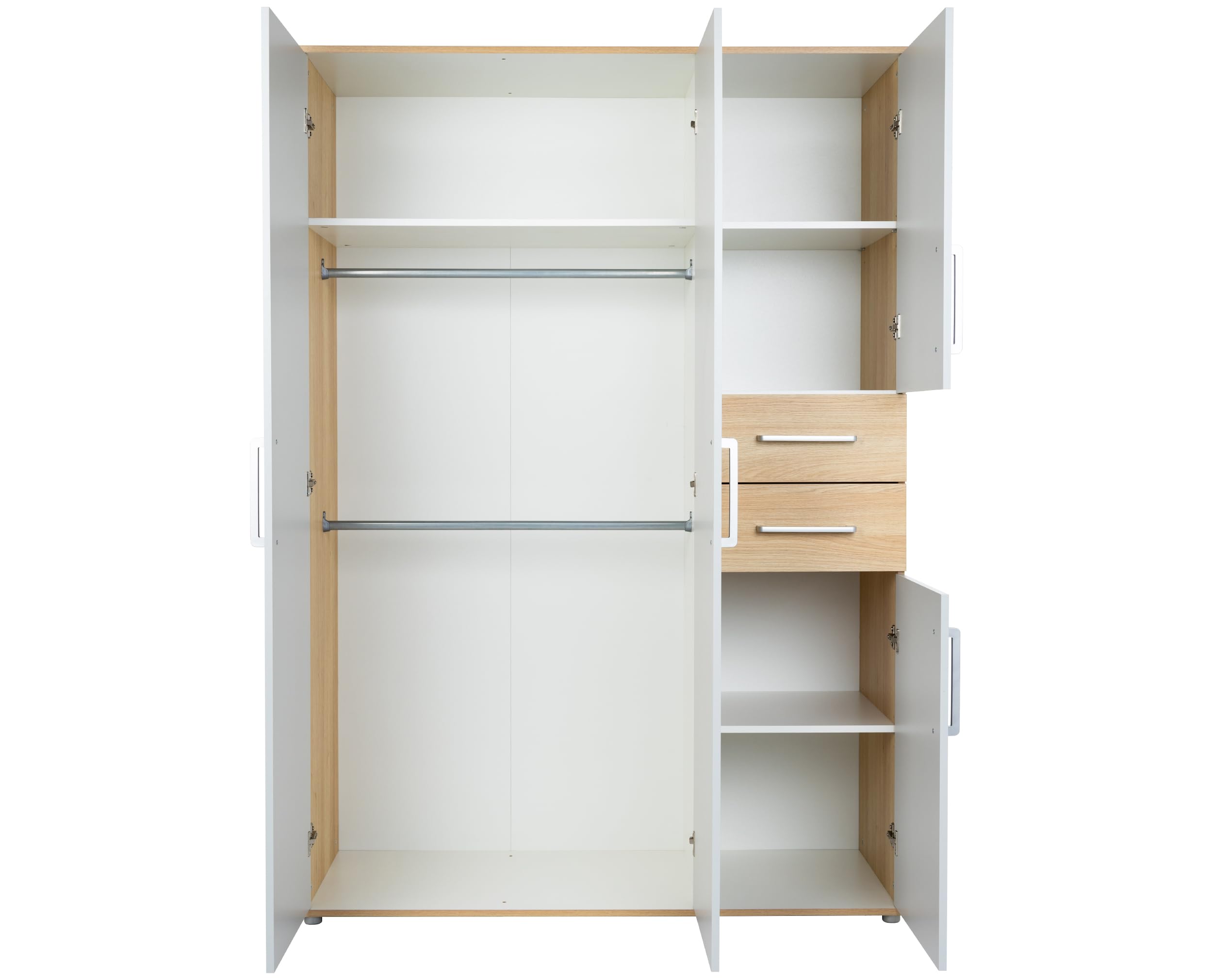 3-teiliges Babyzimmer Set Elina, Kleiderschrank, Wickelkommode, Babybett 70x140 cm, Lichtgrau/Nagano Oak