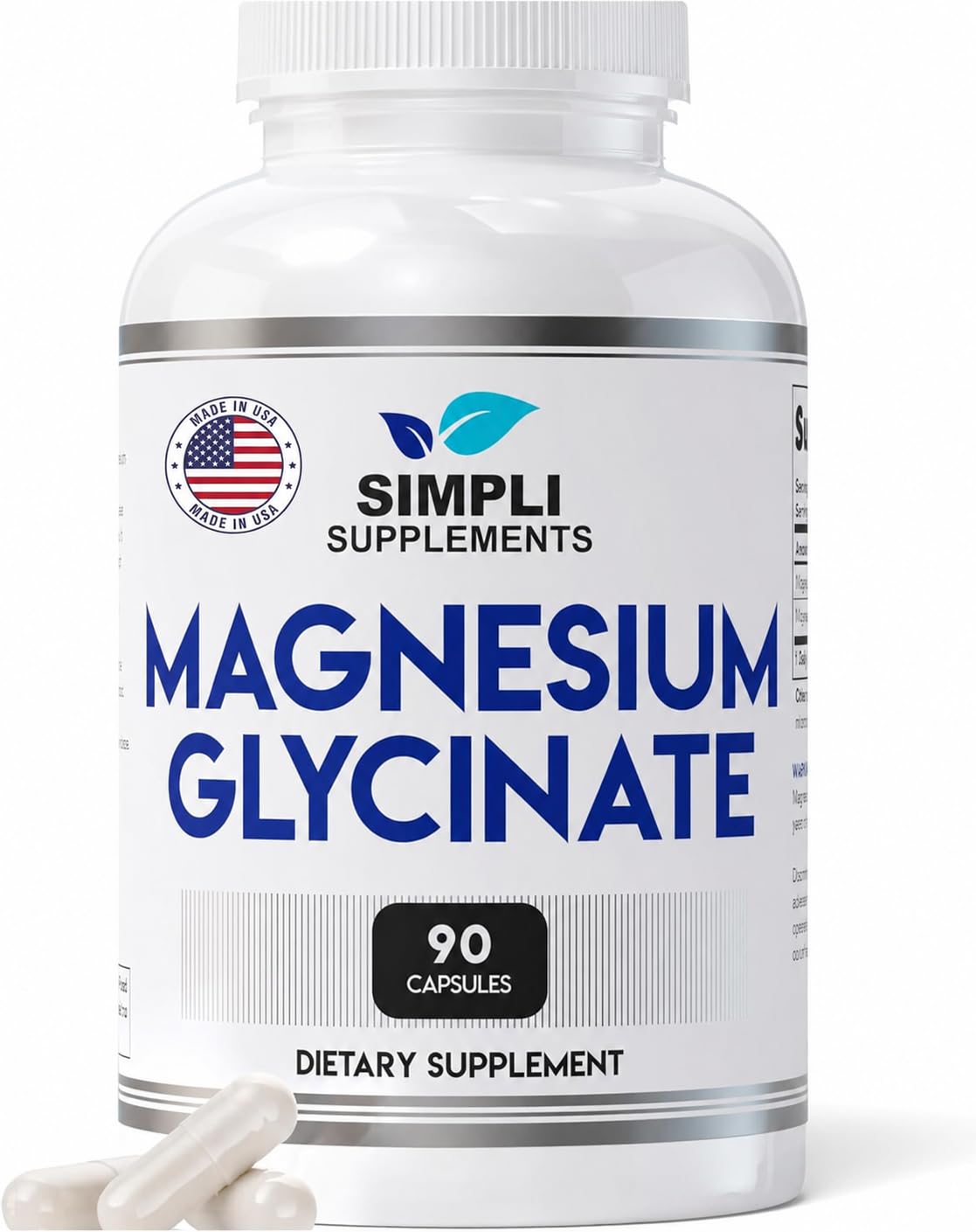 Magnesium Glycinate 400mg per Serving – High Absorption – Gentle on Stomach – Supports Sleep, Relaxation, Muscle, Bone & Immune Health – Non-GMO, Vegan, 90 Capsules