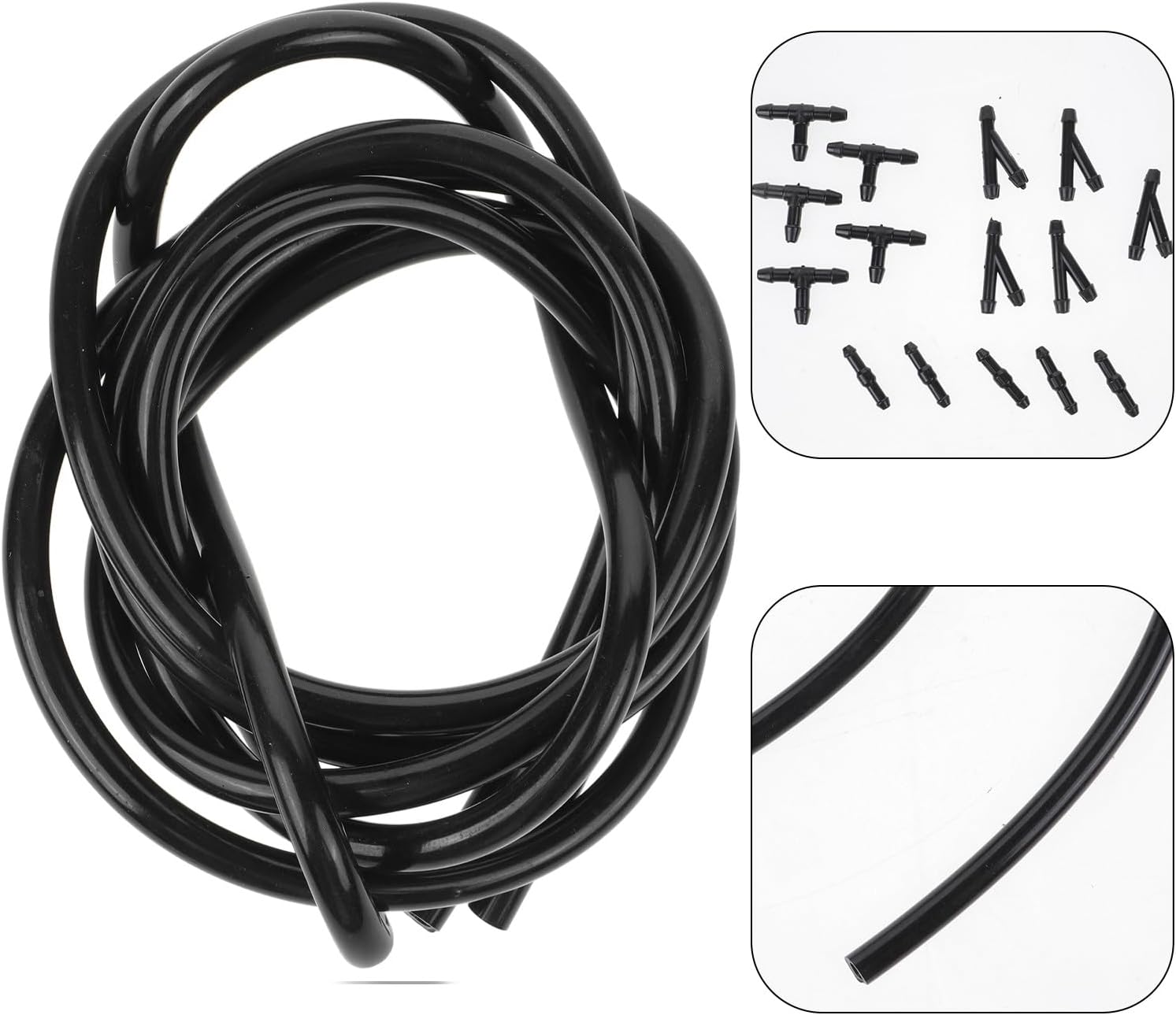 PRETYZOOM Windshield Washer Hose Set with 8 Connectors 2m Automotive Replacement Fluid Tubing Compatible with Car Spray Nozzle for Windshield Cleaning