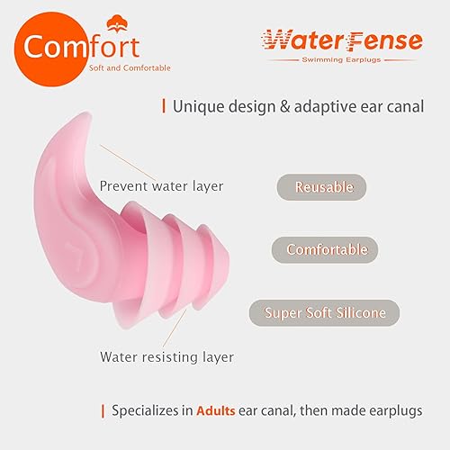 Miniatura 3 de Tapones para los oídos de los nadadores, 3 pares de tapones cómodos de silicona suave para los oídos para nadar