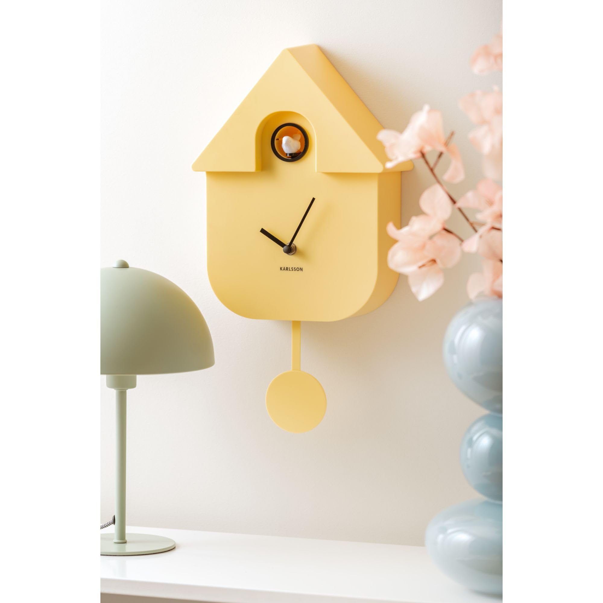 Karlsson Pendule Horloge Coucou Murale Moderne (Jaune Doux - KA5768LY)
