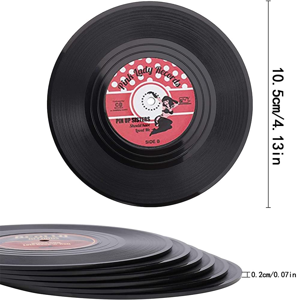 6 Sottobicchieri In Vinile Retrò - Antiscivolo Per Birra, Caffè E Bevande - Foto 4