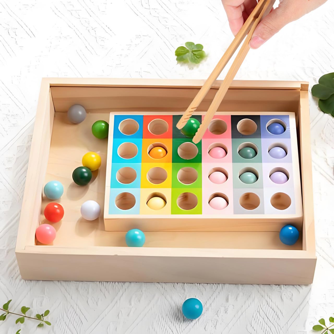 jojofuny Montessori Wooden Tweezers Toy for Children, Educational Toy, Fine Motor Skills Training, Sensory Toy, 18 cm, Pack of 4 - Image 2