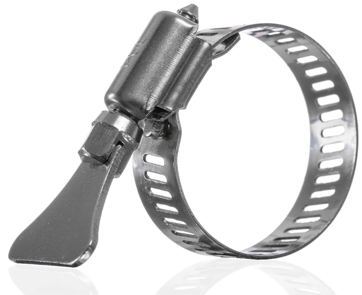 YoiYee 14-27mm Hose Clamp, 304 Stainless Steel Adjustable Pipe Clip with Thumbscrew, Butterfly Type Metal Worm Drive Ducting Strap for Securing Gas/Fuel Line, Pack of 4 — image 1