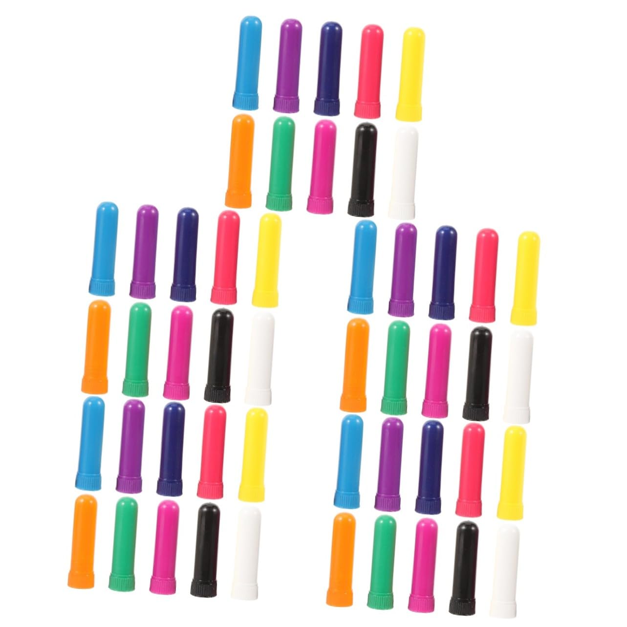 Baluue 5 Ensembles Tubes Inhalateurs Nasaux Aromathérapie Portables Plastique Avec Mèches Coton Pour Huiles Essentielles Couleur Aléatoire 10 Pièces * 5