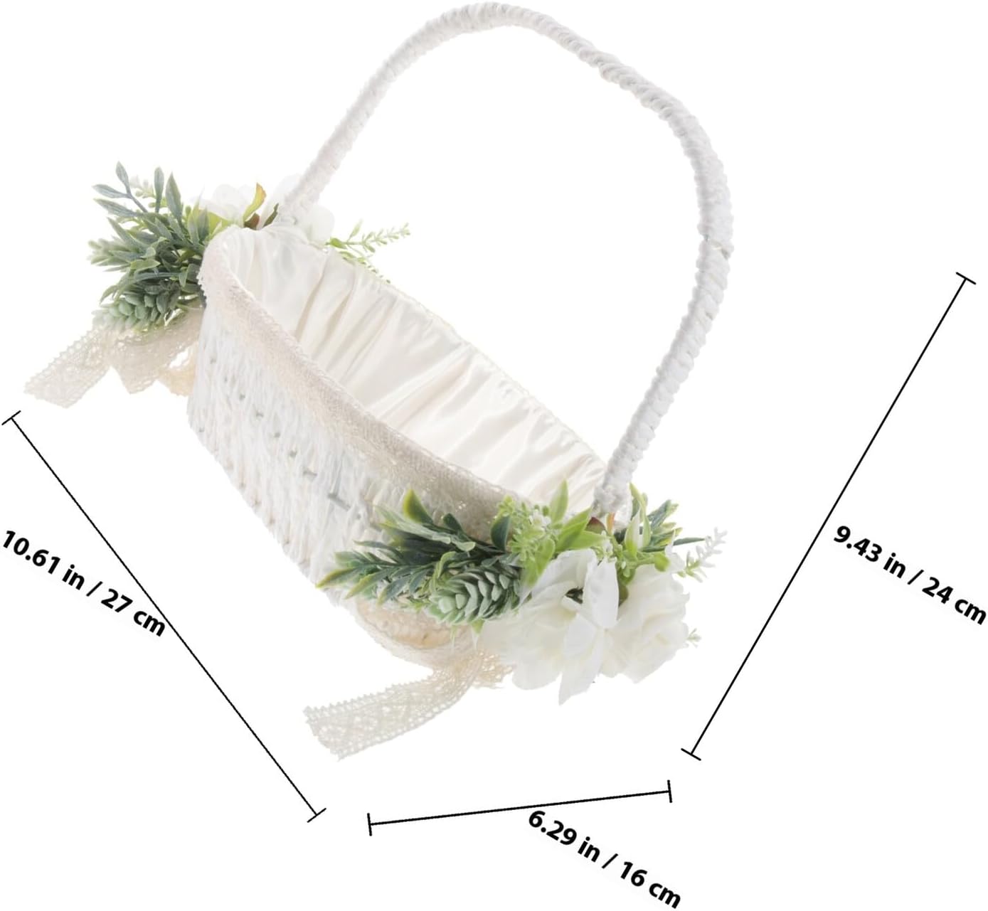 Woven Handheld Flower Girl Basket Rustic Wedding Basket with Handle for Ceremony and Party Supplies