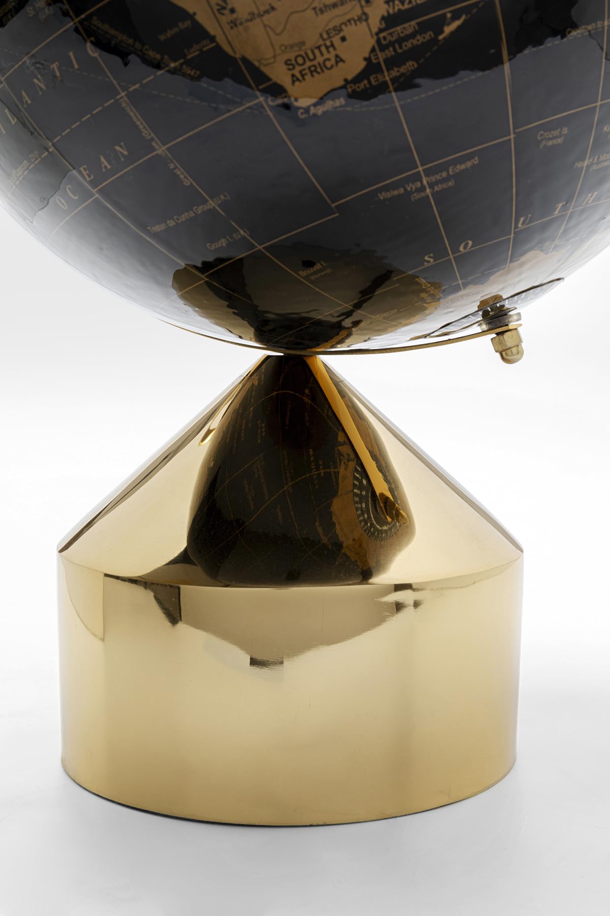 Kare Design Deko Objekt Globe Top, Schwarz, Gold, Globus, Edelstahlgestell, Deko für Wohnzimmer, Bücherregal, 47x30x30 cm (H/B/T)