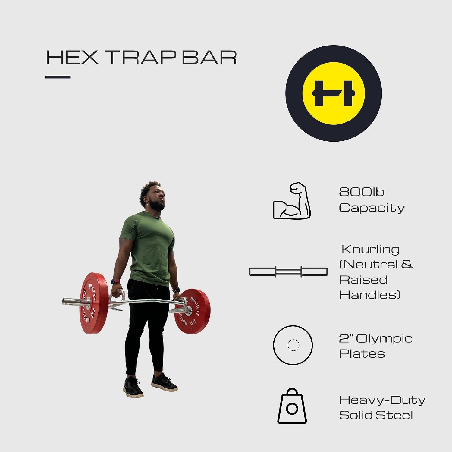 HulkFit Olympic 2-Inch Hex Weight Lifting Trap Bar