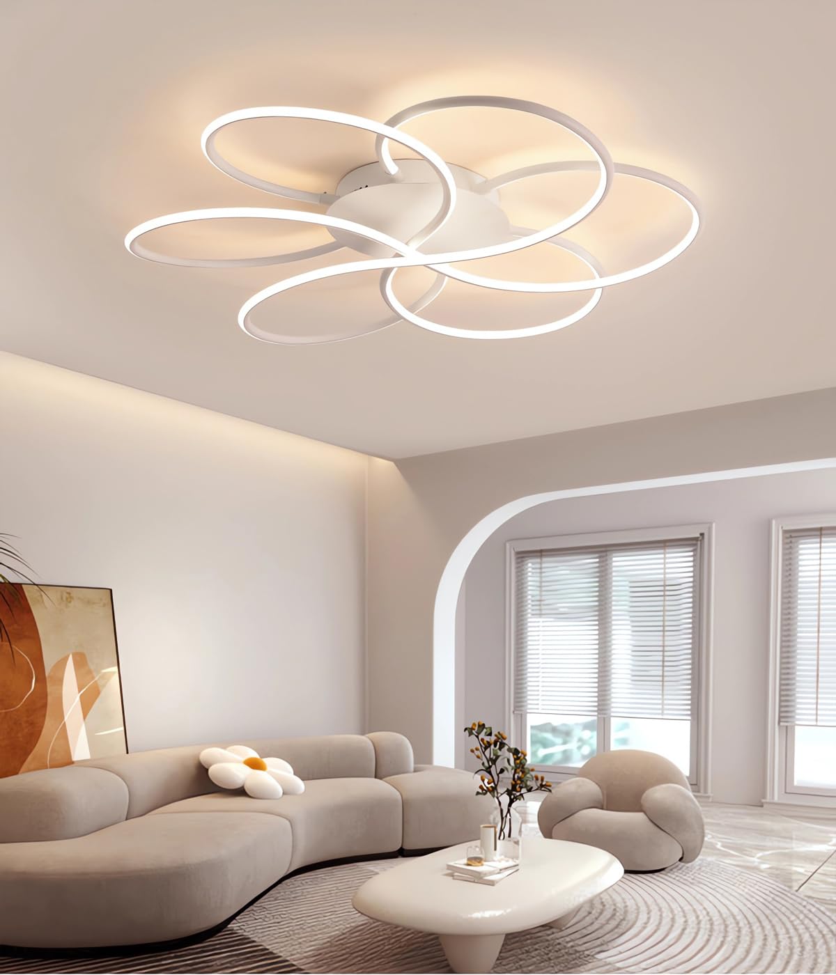 MOMOYY LED Ceiling Lamp Modern Living Room Ceiling Lights Dimmable with Remote Control Ceiling Light Black Bedroom Ceiling Lighting Kitchen Study Interior Lighting Lighting (White, 56cm) — image 1