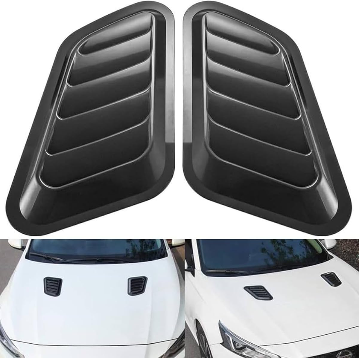 Decorative Bonnet Scoop for Car, 2 Pc Air Flow Intake Universal Scoop Bonnet Vent, Car Exterior Accessories