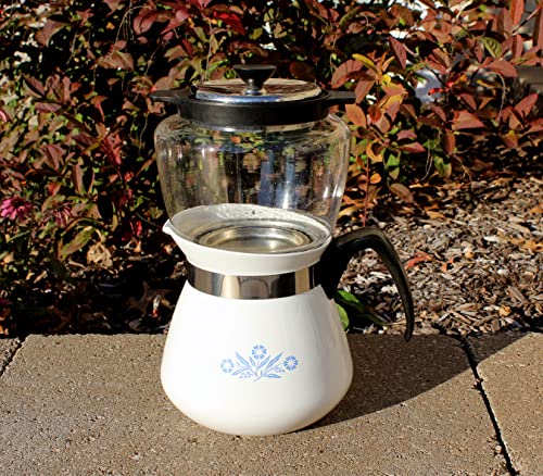 corning ware percolators - Corning Blue Cornflower P-105 2 Qt. 8 Cup Drip-O-Lator Stove Top Coffee Pot Percolator with Reservoir