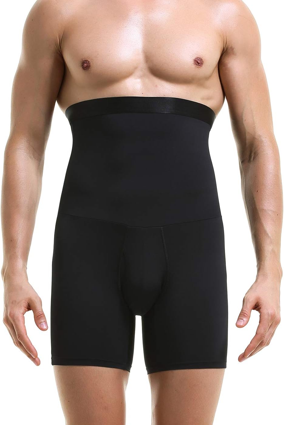 Ouruikia Men's Tummy Control Shapewear High Waist Body Shaper Slimming Underwear Shorts Belly Girdle Boxer Briefs with Fly