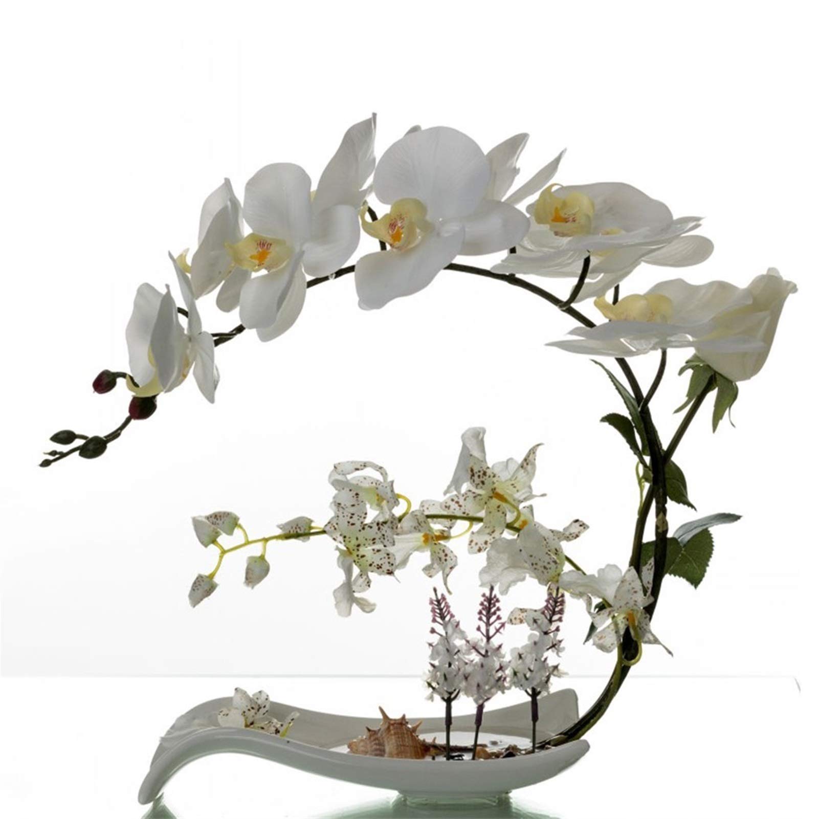 DFGHNBVC Artificial Flower In Pot Artificial Flowers With Vase White Orchid Phalaenopsis Fake Flower In Vase Centerpieces For Dining Room Table, Living Room White/Pink
