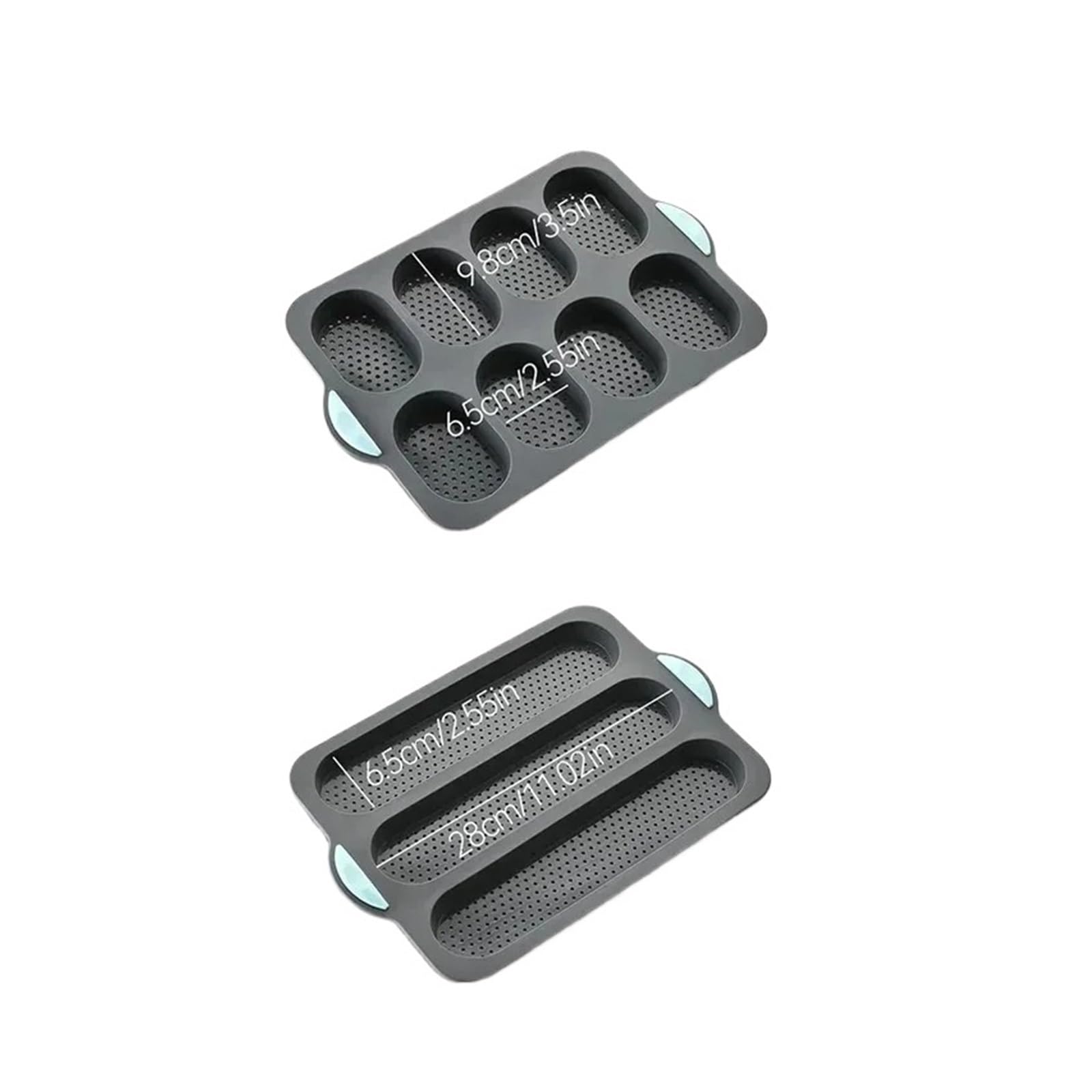Backform for die Küche ; | Silikon, antihaftbeschichtet, verbrühungshemmend, ofenfest, Baguetteblech, leicht zu reinigen(2Pcs Grey Mix)