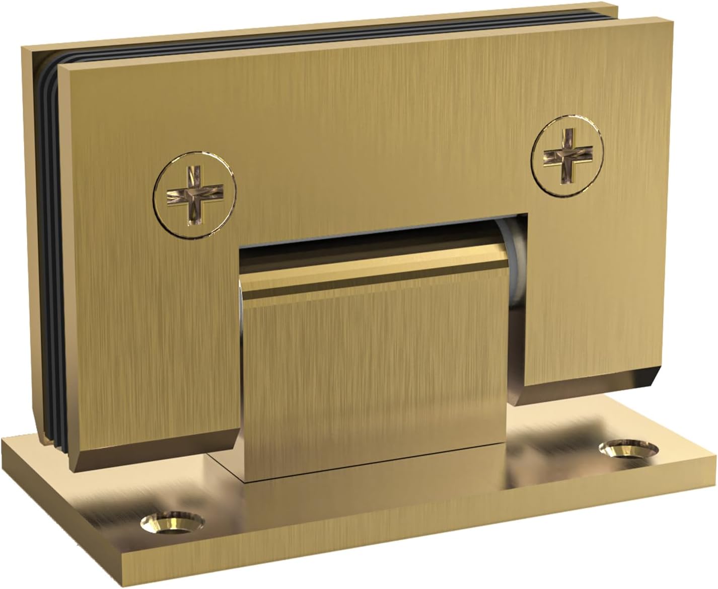 90 Degree Glass Shower Door Hinges Heavy Duty Solid Brass, Shower Door Hardware Replacement for 5/16in (8mm) - 1/2in (12mm) Thickness Tempered Glass （Brushed Gold, 90 Degree, 1 Pack