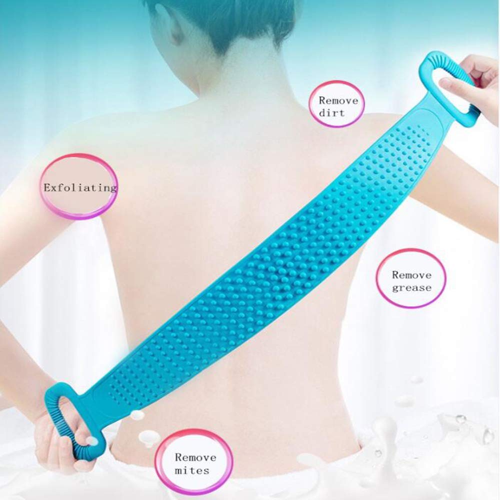 Silicone Bath Body Brush, Exfoliating Long Double Side Silicone Body Back Scrubber, Bath Shower Towel for Men and Women - Lathers Well & Skin-Friendly (30inch Blue) : Beauty & Personal Care
