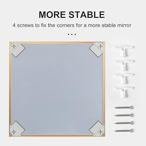 Miniatura 8 de Espejo negro de 20 x 40 pulgadas con borde biselado, marco de aluminio, espejo rectangular montado en la pared, espejo rectangular moderno