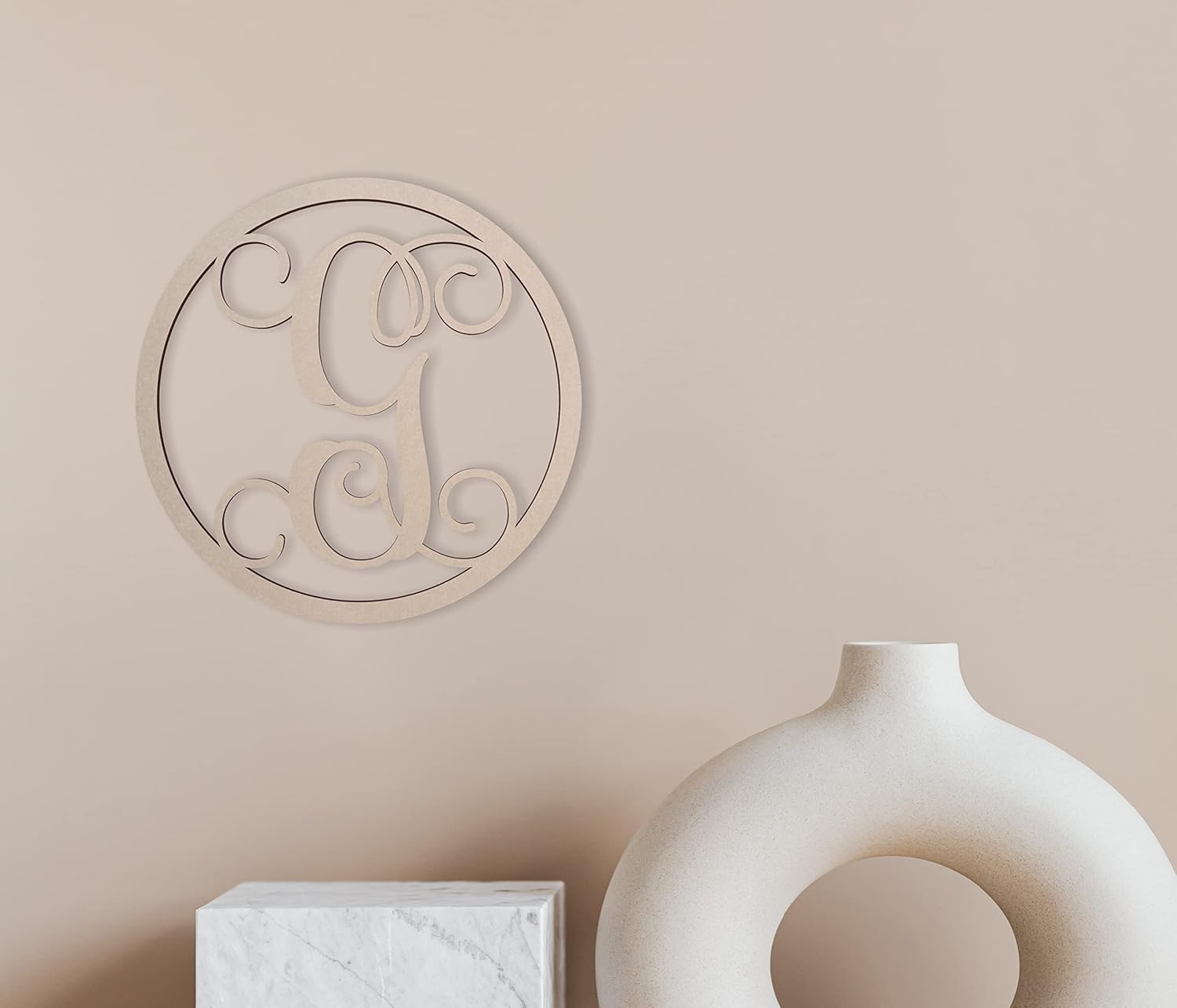Wooden Letters by Jess and Jessica | Wooden Letters for Wall Decor | Wooden Letters to Decorate Wall | Cursive Wooden Letters | Laser Cut Wood Letters | 24" Long x 1/4" Thick - Circle Vine Letter G