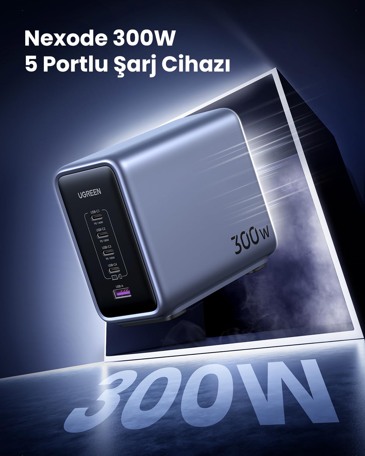 Ugreen Ładowarka sieciowa GaN Nexode 300 W USB-A 4x USB-C, biała