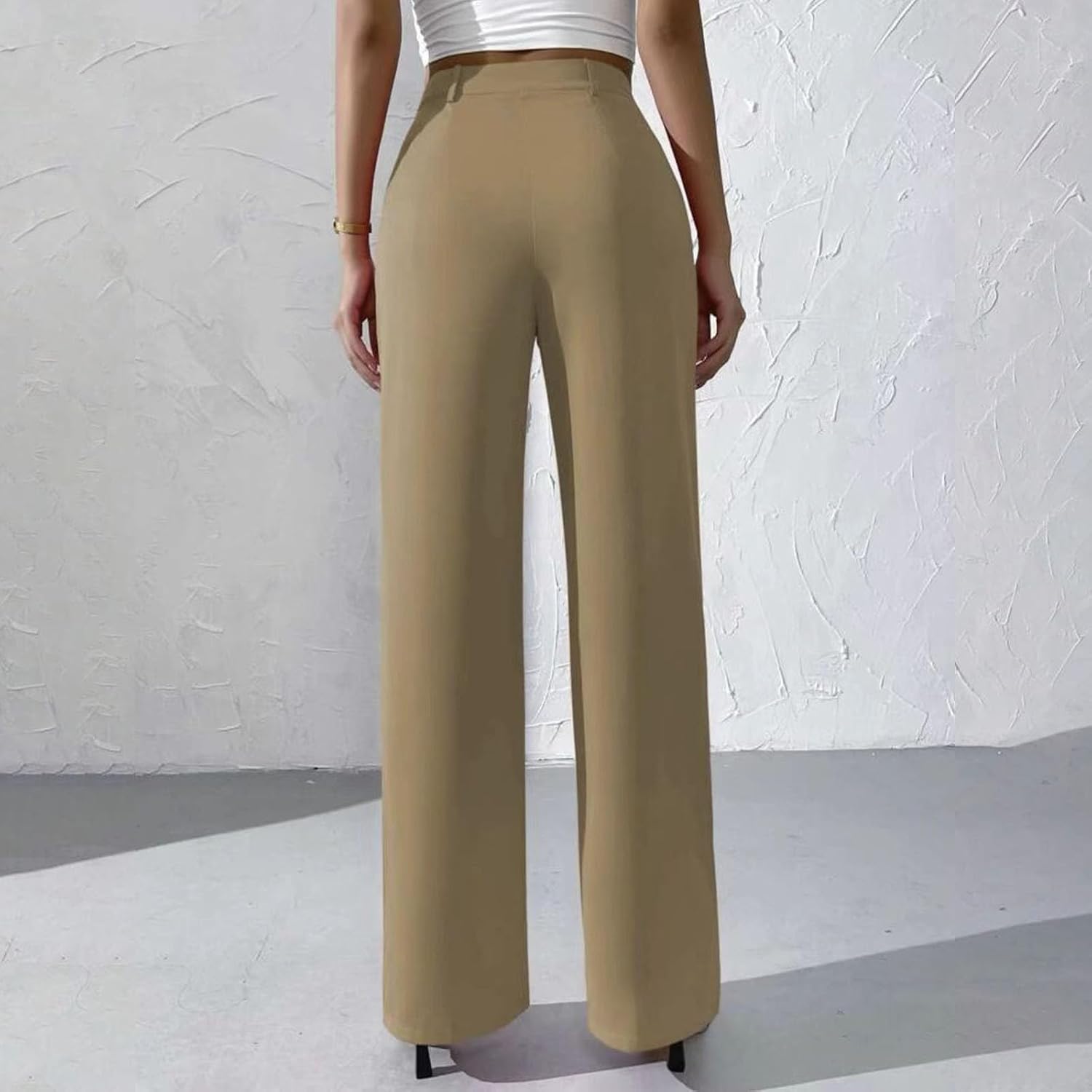 Dress Pants Women High Waisted Loose Stretch Wide Leg Trousers Work Business Casual Ladies Slacks with Pockets