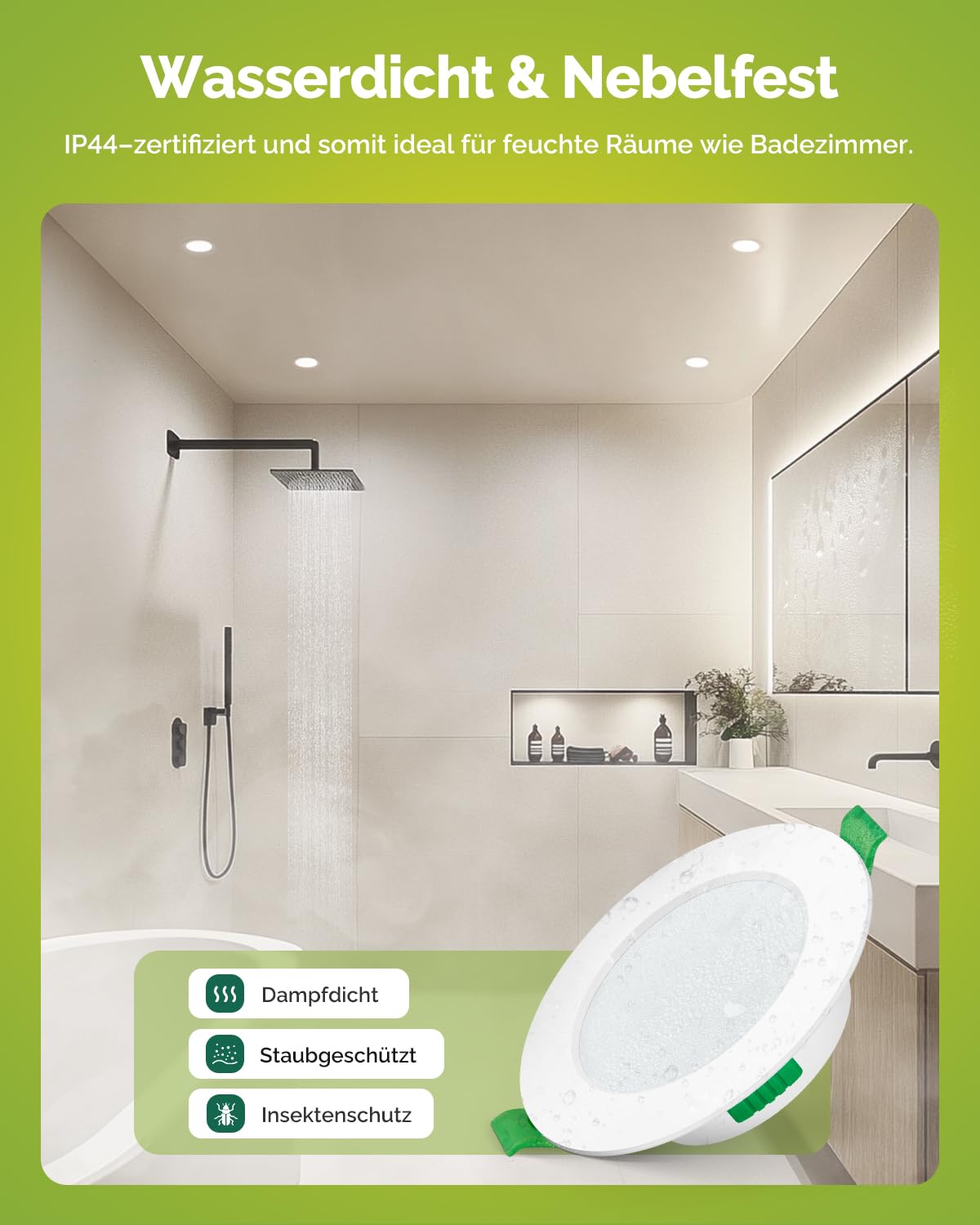 Fondiiz 12er Set LED Einbaustrahler 230V Dimmbar, 6W 700LM LED Spots Warmweiß 2700K Neutralweiß 4000K Kaltweiß 6000K, IP44 Deckenspots 98mm für Badezimmer Wohnzimmer Küche, Weiß