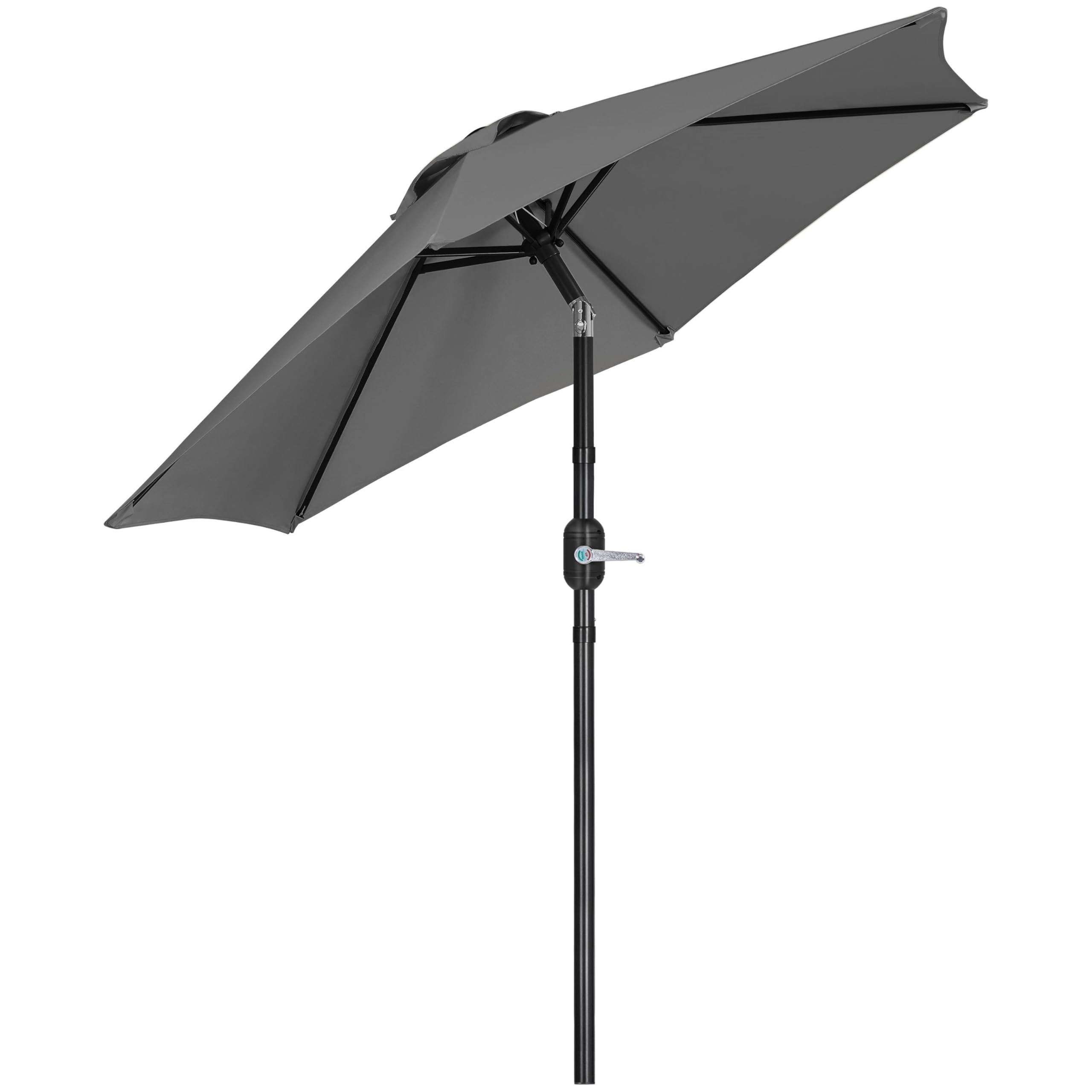 Yaheetech Sonnenschirm 226 cm Rund Gartenschirm mit Kurbel UV Schutz Terrassenschirm Neigbar Kippbar Kurbelschirm UPF 50+ für Balkon/Terrasse/Markt/Garten, ohne Ständer, Grau