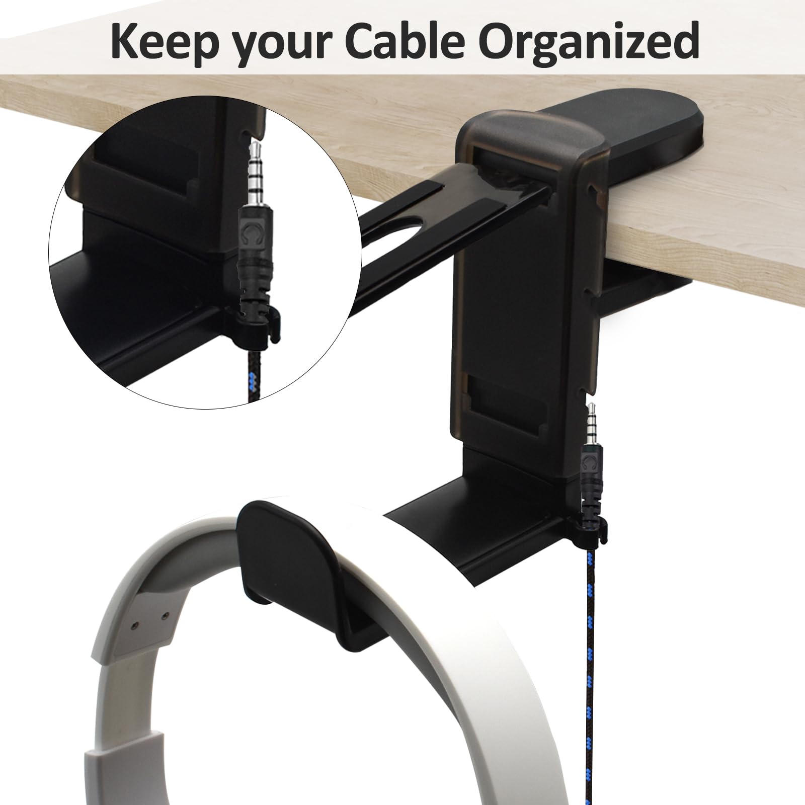 Supporto Cuffie Gaming 2 In 1 - Gancetto Regolabile Con Porta Controller Nero - Foto 5