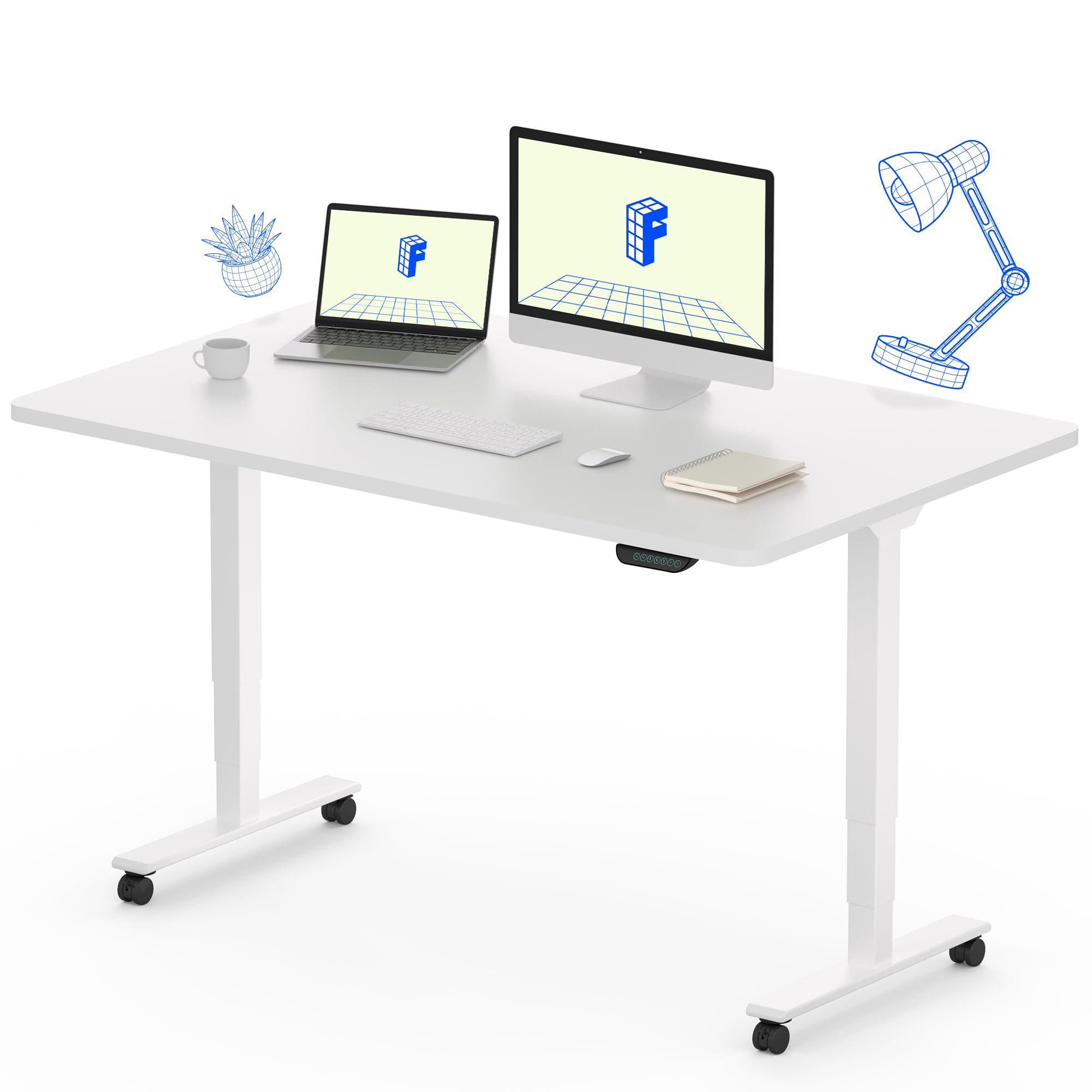 FLEXISPOT E6 MAX Dual Motor 3-Stage 48x30 Inch Heavy Duty Standing Desk, 330lbs Weight Capacity, Height Adjustable Desk w/Cable Management & Wheels (