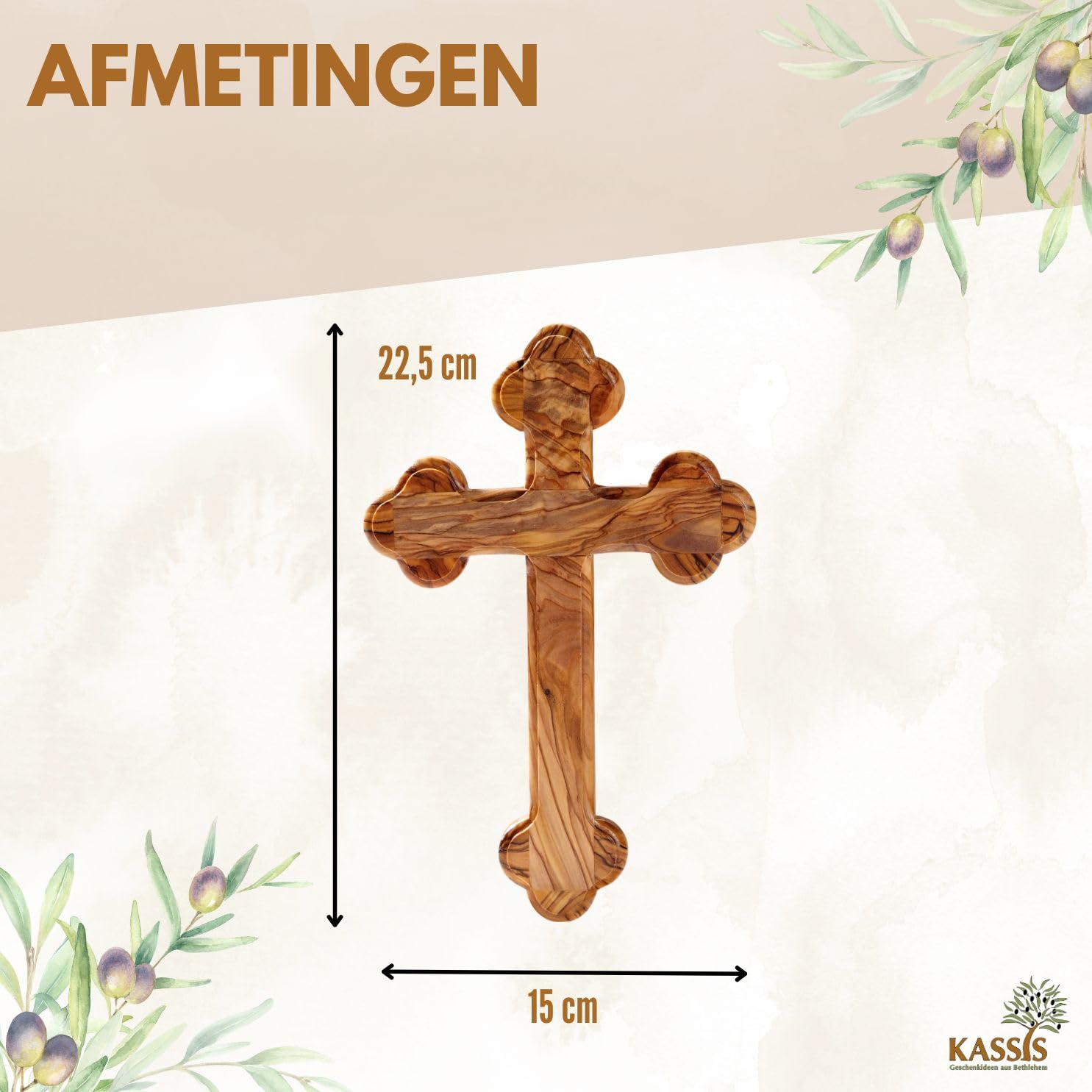 Petite Croix En Bois D'olivier Avec Socle - 10,4x6x1,5 Cm - Décoration Spirituelle, Cadeau De Communion, Baptême, Mariage