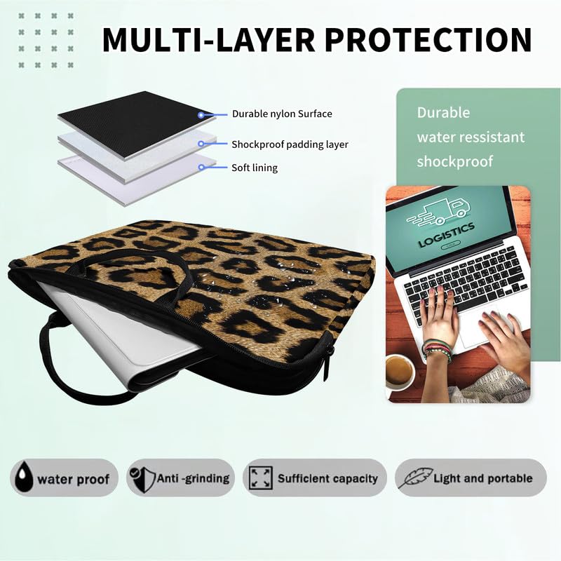 Funda para laptop 14-15 pulgadas con asa y diseño Leopardo miniatura 5