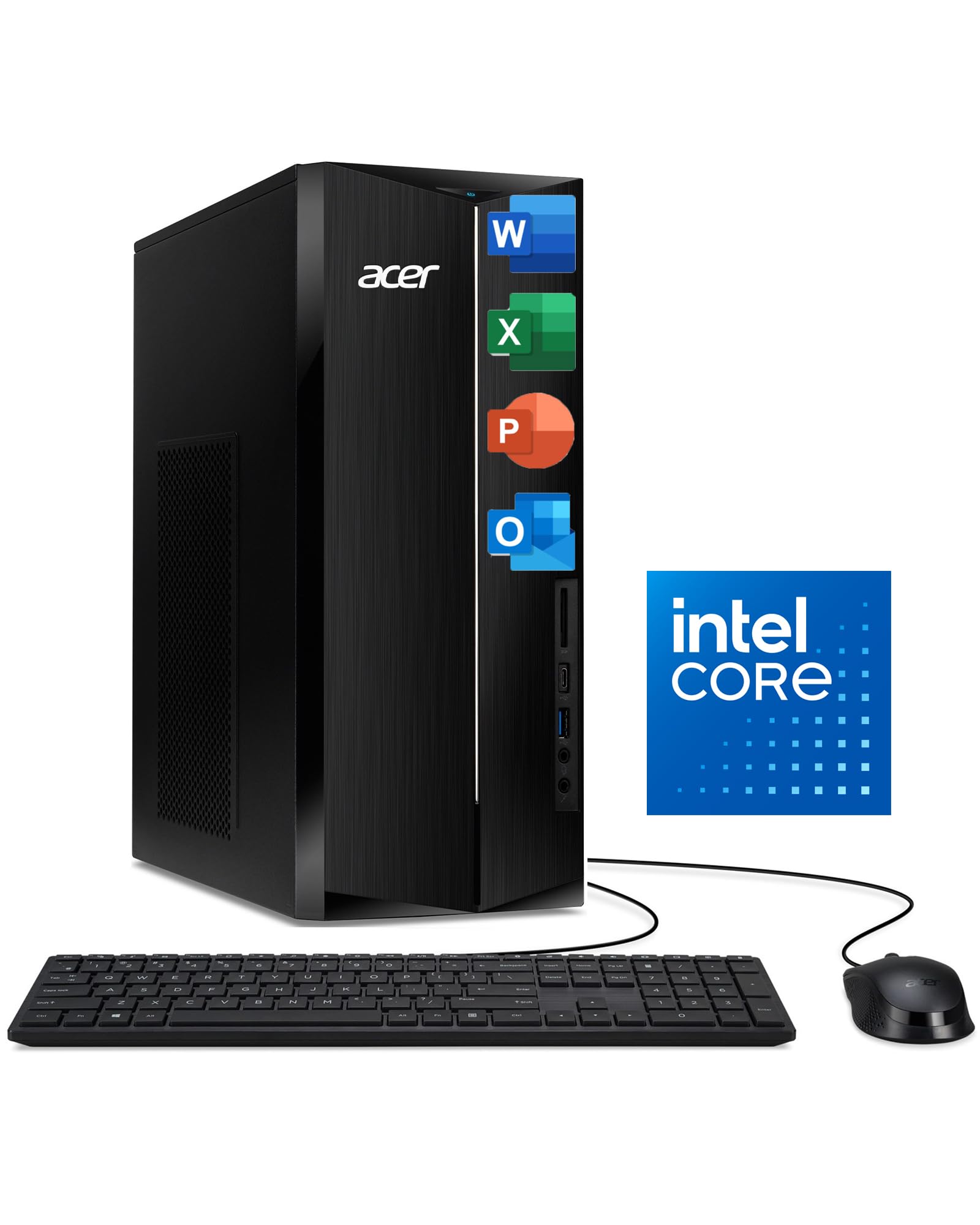 acer 2026 Desktop Tower, Intel 14th Gen Ultra-Fast 10-Core i5 Processor, 32GB DDR5 RAM, 2.5TB (512GB SSD & 2TB HDD), Wi-Fi 6, Support 4K Monitor, Wins 11, Wired KB & Mouse, Free Office 365 on The Web