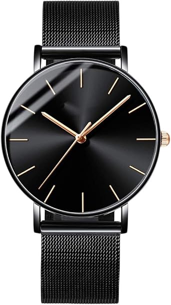 Orologio da polso da uomo analogico al quarzo con cinturino a maglie in  acciaio inossidabile Orologio ultrapiatto ultrapiatto da 30 metri  impermeabile (1) : Amazon.it: Orologi